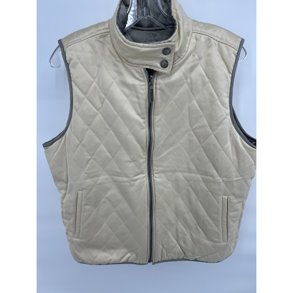Ralph Lauren Vest Womens Medium Cream Grey Quilted‎ Reversible Outdoors Polo - Picture 8 of 10